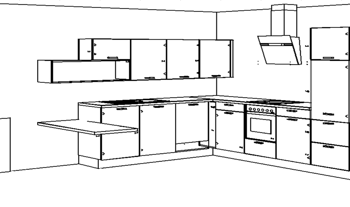 3D Küchenplanung Grundriss Nobilia L Küche Flash Weiß